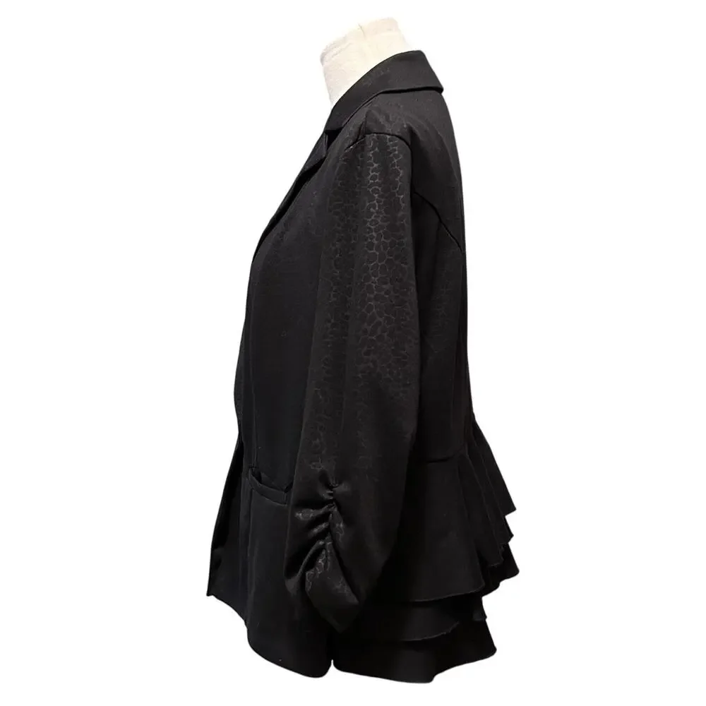 Torrid Black Leopard Jacquard  Blazer Size 1 (14-16) - Picture 5 of 10